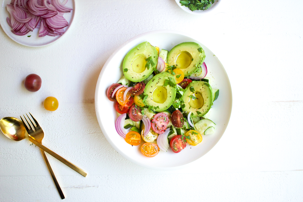 Lemony Avocado Cucumber Salad - Sidebar Nutrition